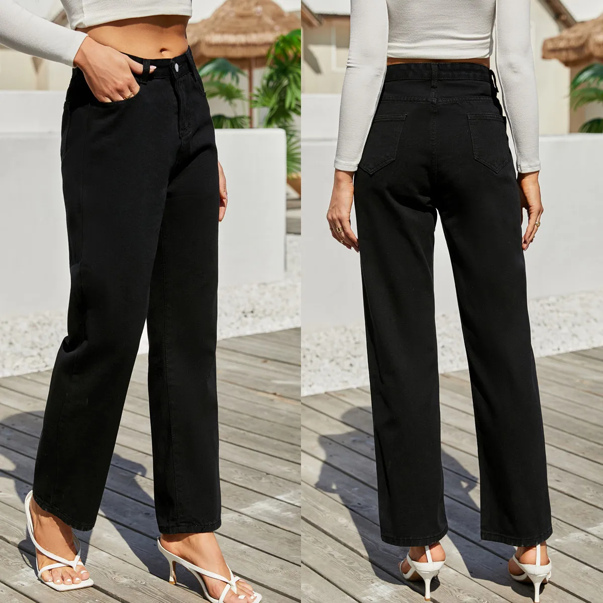 Women's Weekend Casual Solid Color Full Length Straight Pants display picture 1