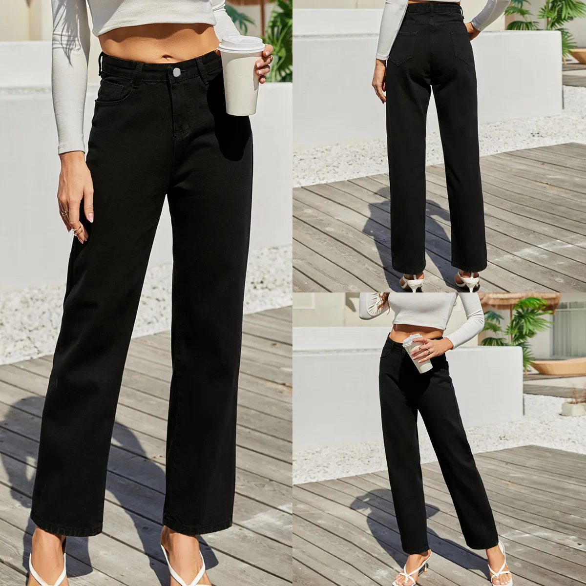 Women's Weekend Casual Solid Color Full Length Straight Pants display picture 4