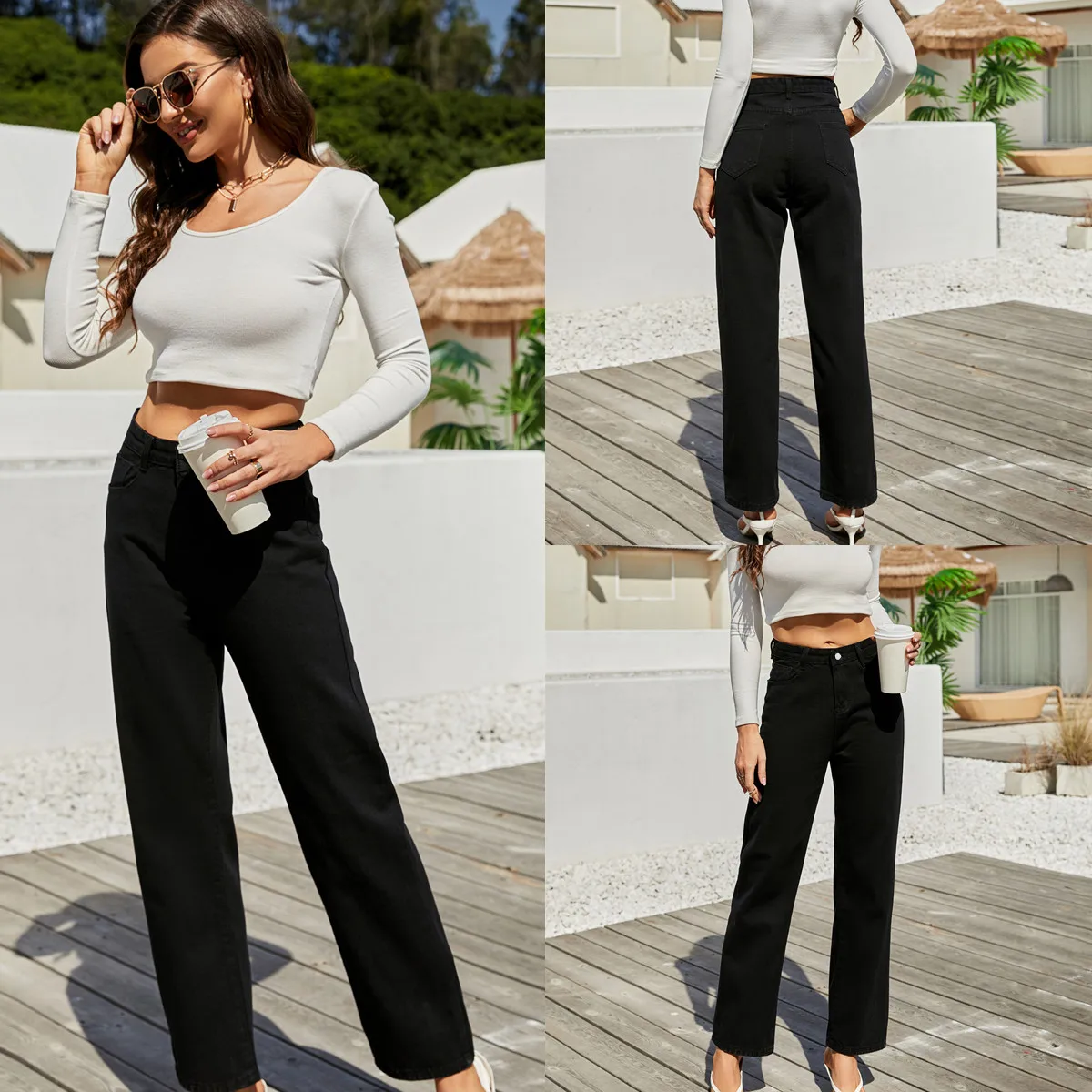 Women's Weekend Casual Solid Color Full Length Straight Pants display picture 2