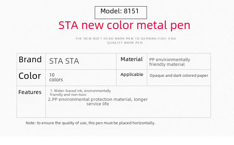 Stasta 8151 Color Metal Marker Water-based Paint Marker DIY Photo Album Hand Account Pen display picture 2
