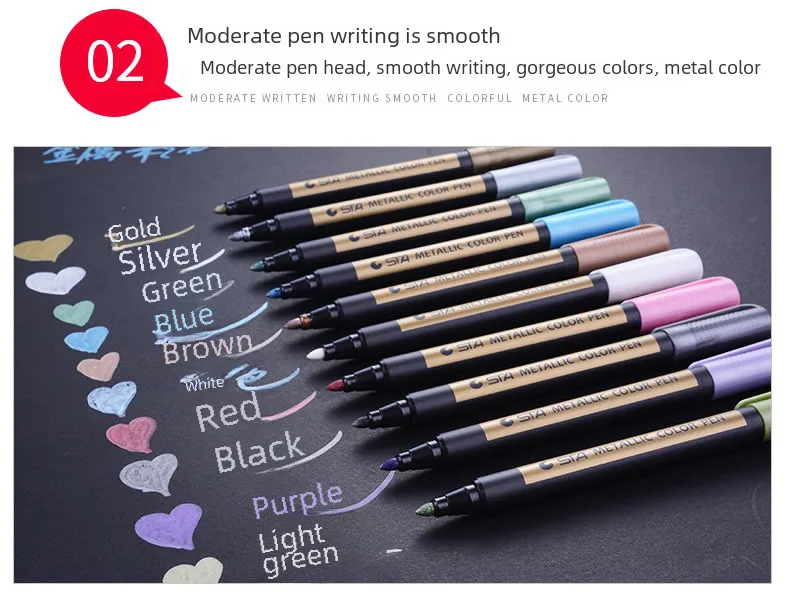 Stasta 8151 Color Metal Marker Water-based Paint Marker DIY Photo Album Hand Account Pen display picture 4