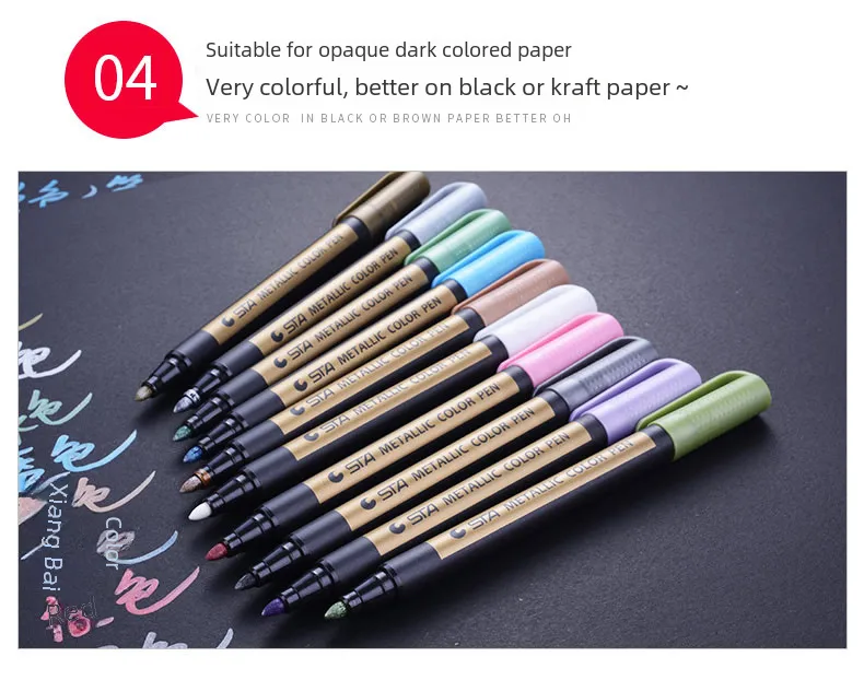Stasta 8151 Color Metal Marker Water-based Paint Marker DIY Photo Album Hand Account Pen display picture 6