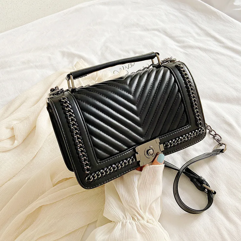 Women's Pu Leather Geometric Streetwear Square Magnetic Buckle Flip Cover Shoulder Bag display picture 7