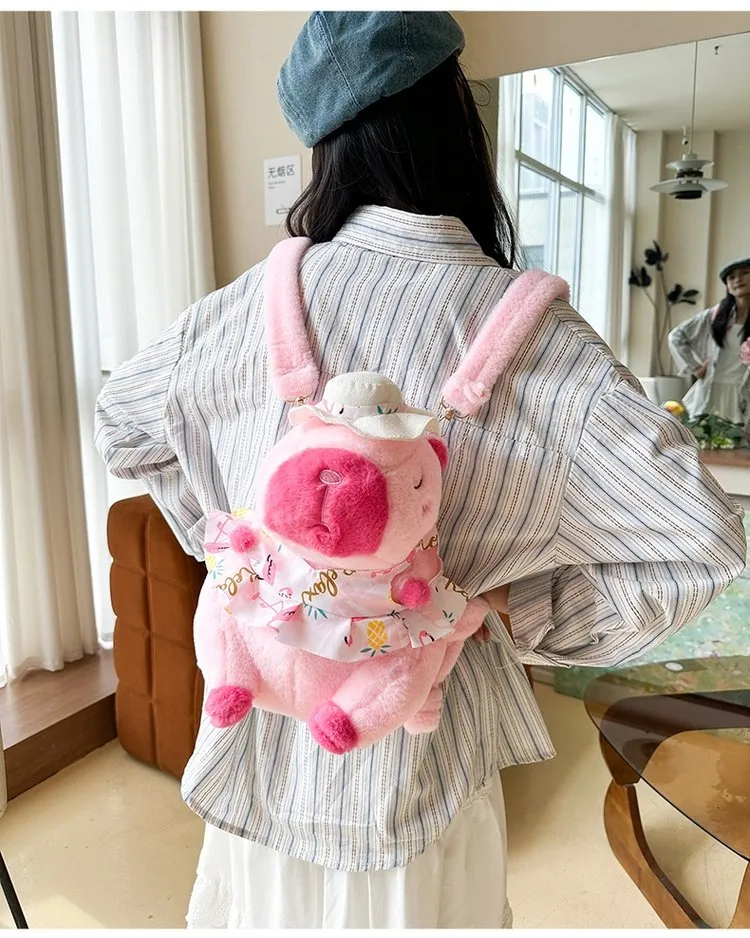 Cartoon Capybara Casual Holiday Women's Backpack display picture 3