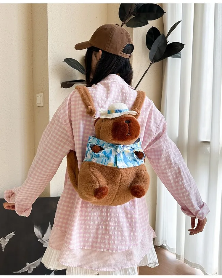 Cartoon Capybara Casual Holiday Women's Backpack display picture 9