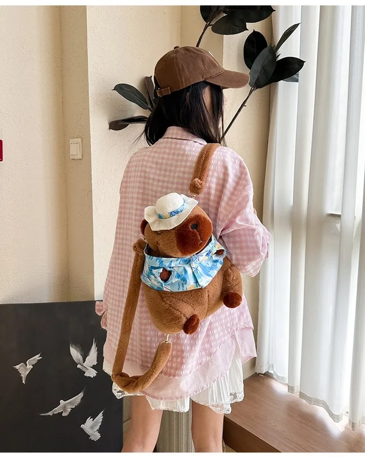 Cartoon Capybara Casual Holiday Women's Backpack display picture 14