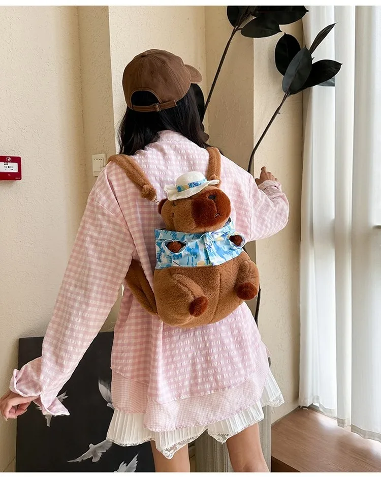 Cartoon Capybara Casual Holiday Women's Backpack display picture 20