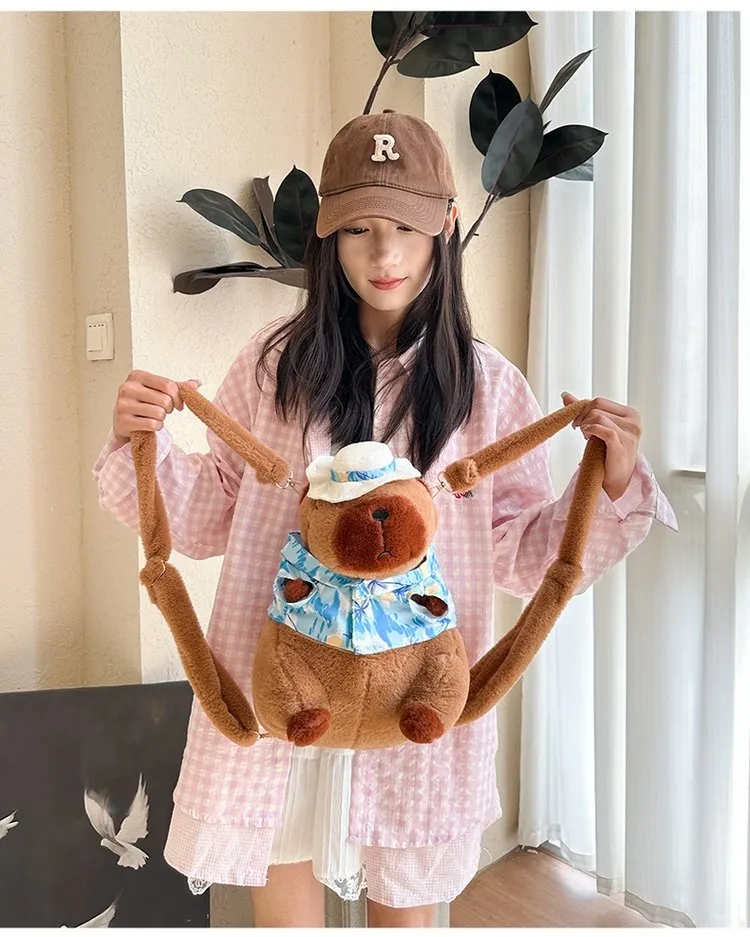 Cartoon Capybara Casual Holiday Women's Backpack display picture 18