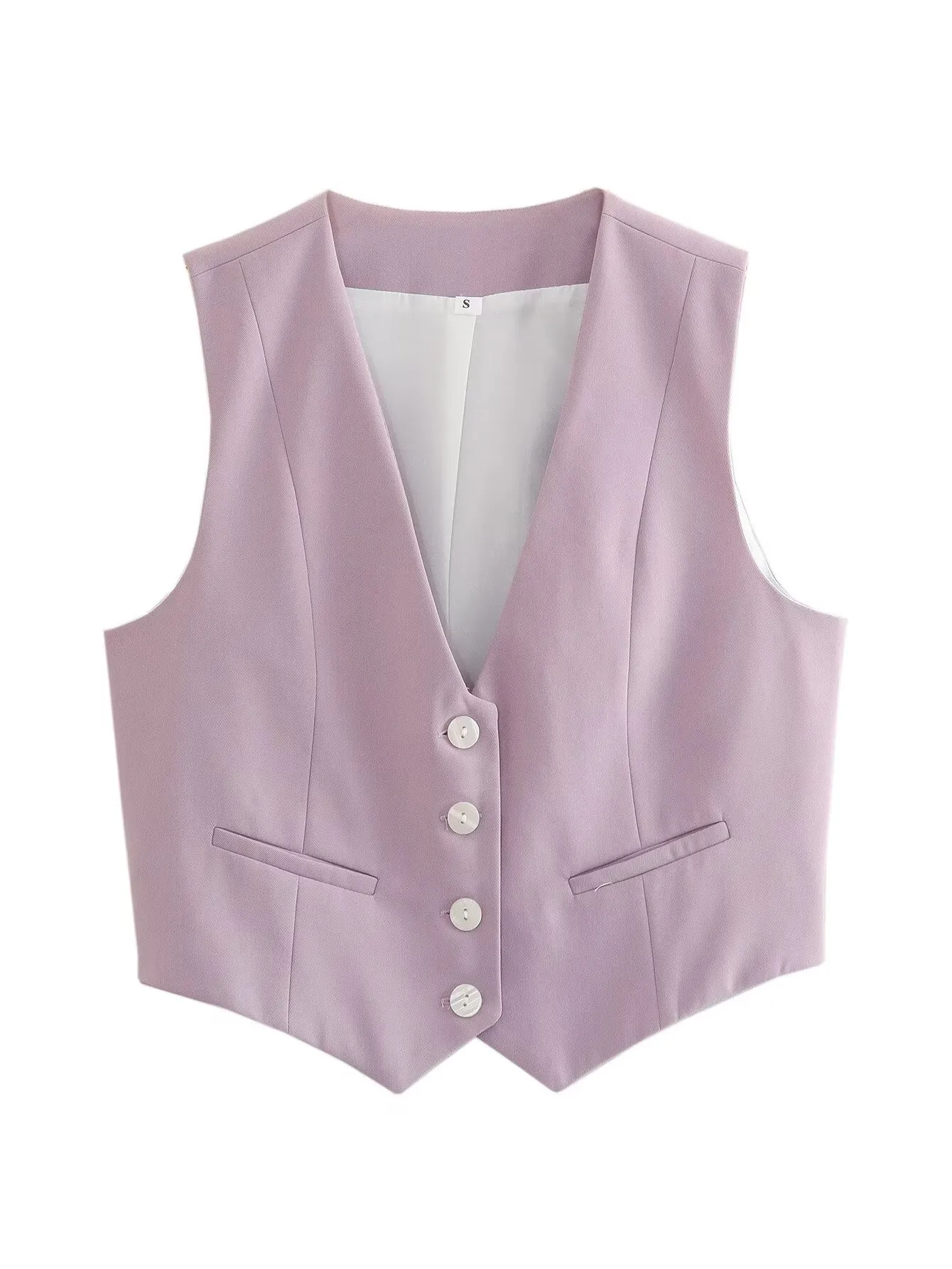 Women's Sleeveless Blazers Simple Style Classic Style Solid Color display picture 8