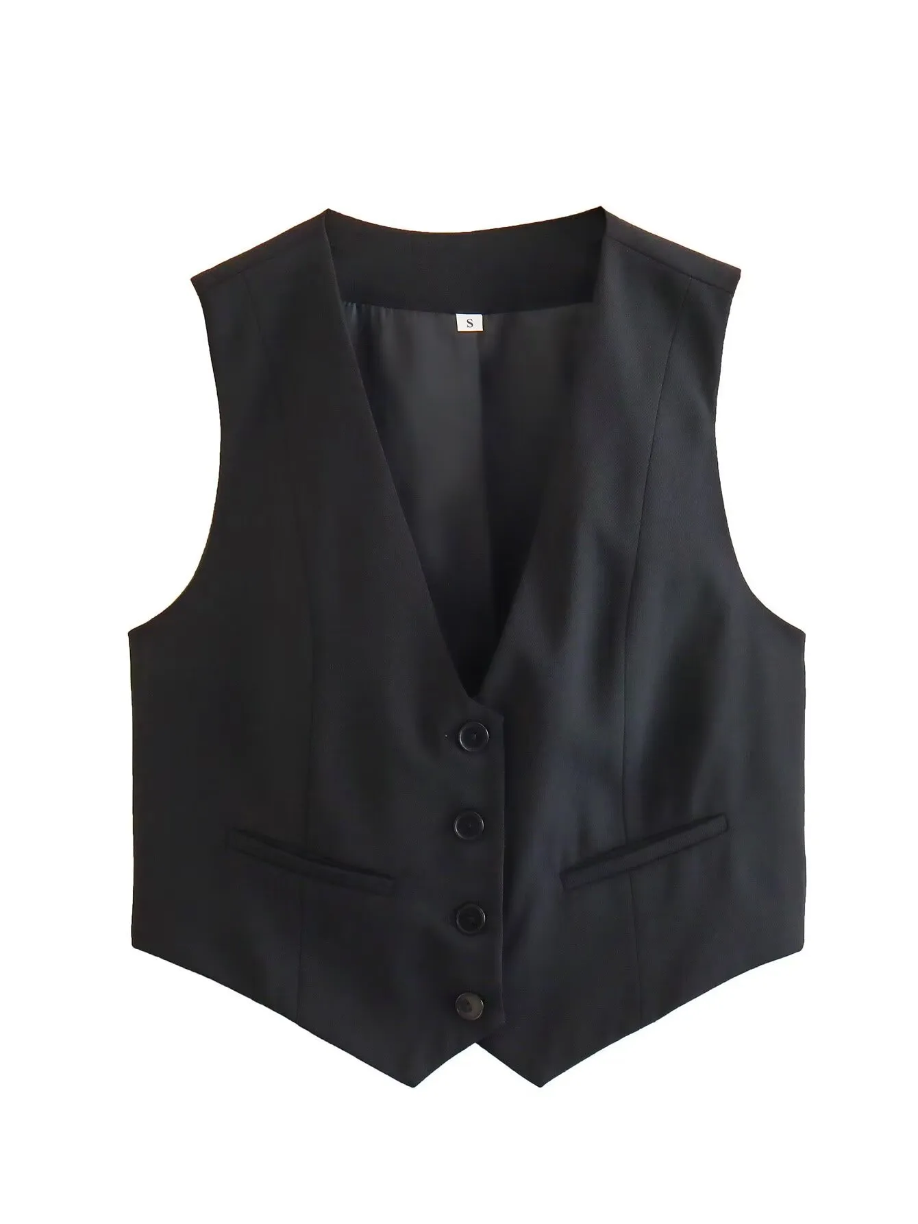 Women's Sleeveless Blazers Simple Style Classic Style Solid Color display picture 9
