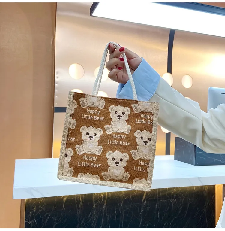 Little Bear Linen Handbag Women's Going Out Handbag  Internet Celebrity Ins New Style Small Satchel Fashionable Shoulder Bag For Students display picture 4