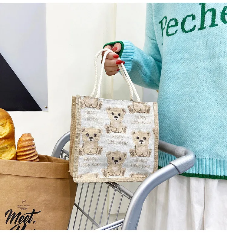 Little Bear Linen Handbag Women's Going Out Handbag  Internet Celebrity Ins New Style Small Satchel Fashionable Shoulder Bag For Students display picture 10