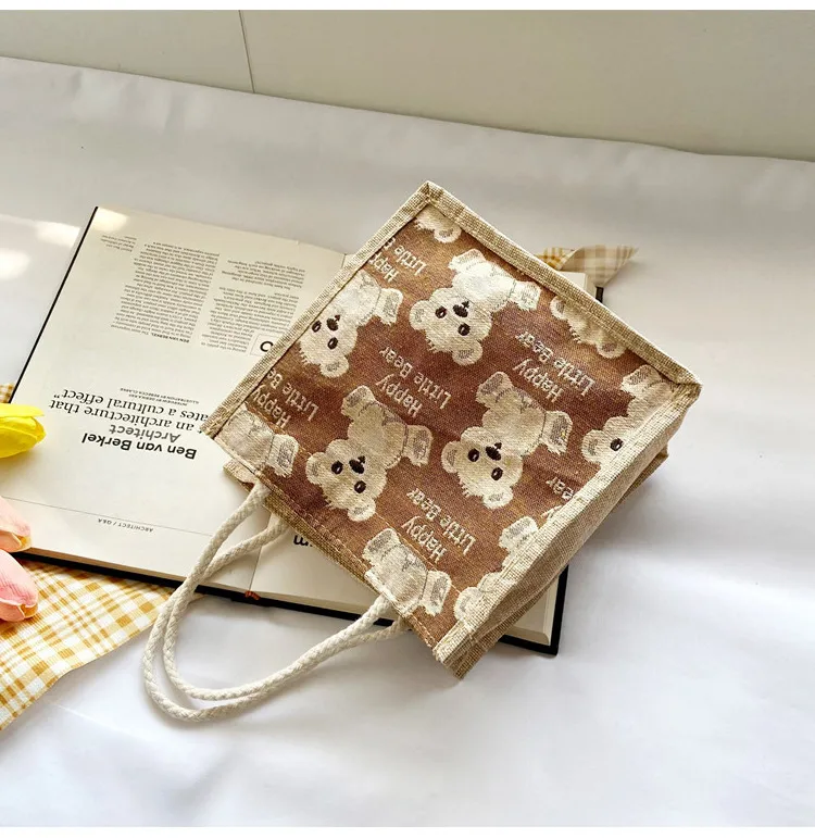Little Bear Linen Handbag Women's Going Out Handbag  Internet Celebrity Ins New Style Small Satchel Fashionable Shoulder Bag For Students display picture 19