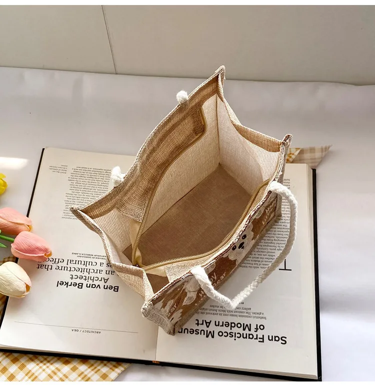 Little Bear Linen Handbag Women's Going Out Handbag  Internet Celebrity Ins New Style Small Satchel Fashionable Shoulder Bag For Students display picture 23
