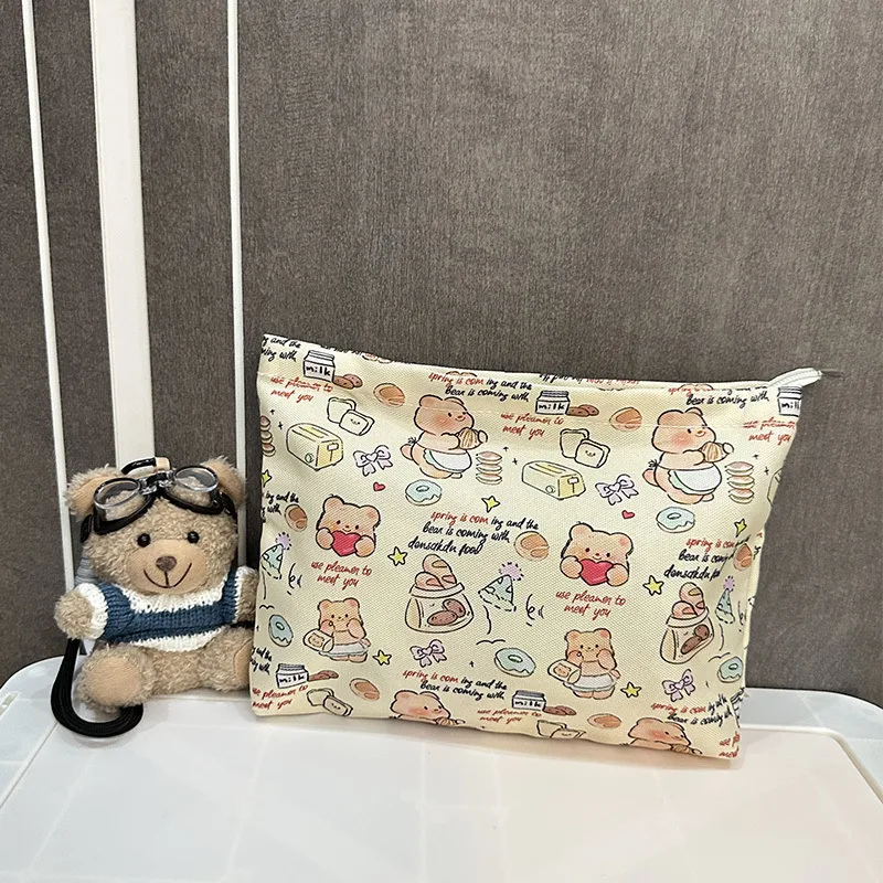 New Ins Cream Cosmetic Bag Large Capacity Portable Small Items Buggy Bag Travel Earphone Bag Coin Purse display picture 9