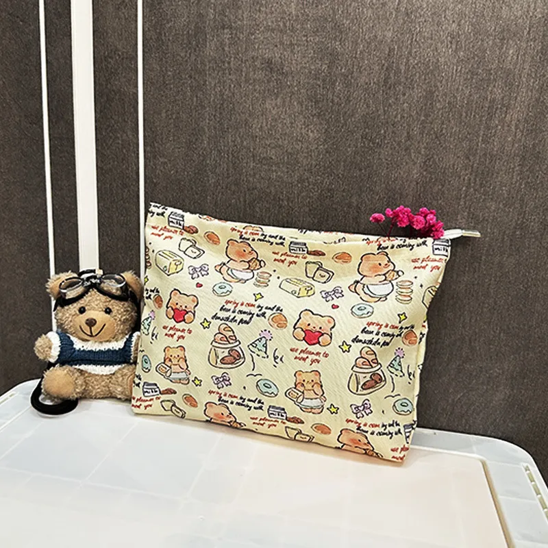 New Ins Cream Cosmetic Bag Large Capacity Portable Small Items Buggy Bag Travel Earphone Bag Coin Purse display picture 10