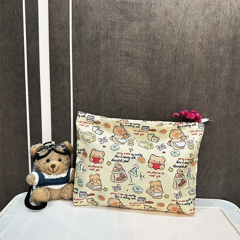 New Ins Cream Cosmetic Bag Large Capacity Portable Small Items Buggy Bag Travel Earphone Bag Coin Purse display picture 12