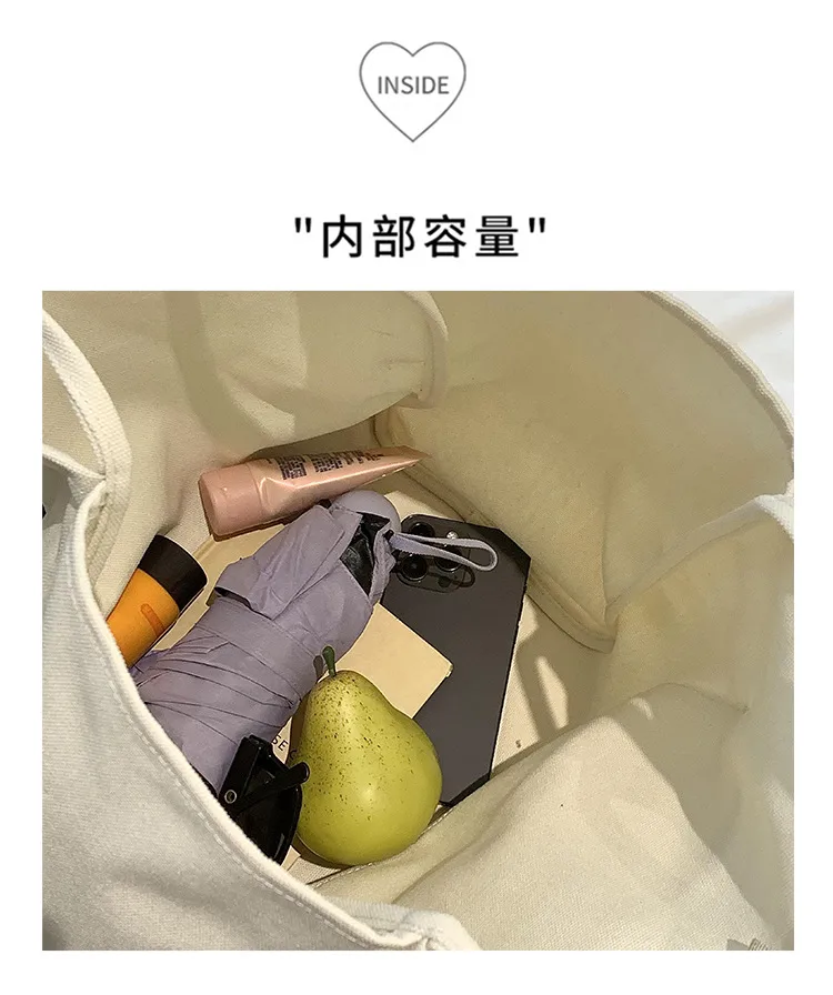 Letter Printed Canvas Women's Tote Bag Literary Style Large Capacity Student Schoolbag 2024 New Fashion Shoulder Bag display picture 40