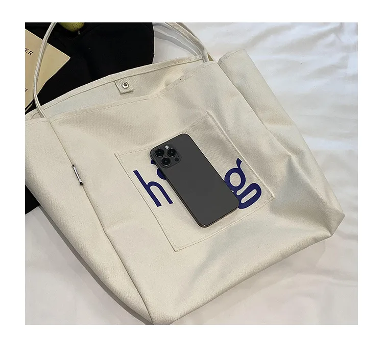Letter Printed Canvas Women's Tote Bag Literary Style Large Capacity Student Schoolbag 2024 New Fashion Shoulder Bag display picture 41