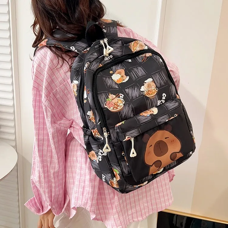 Cartoon Capybara Casual Holiday School Backpack Women's Backpack display picture 3