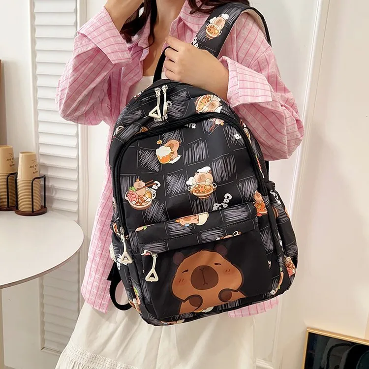 Cartoon Capybara Casual Holiday School Backpack Women's Backpack display picture 1