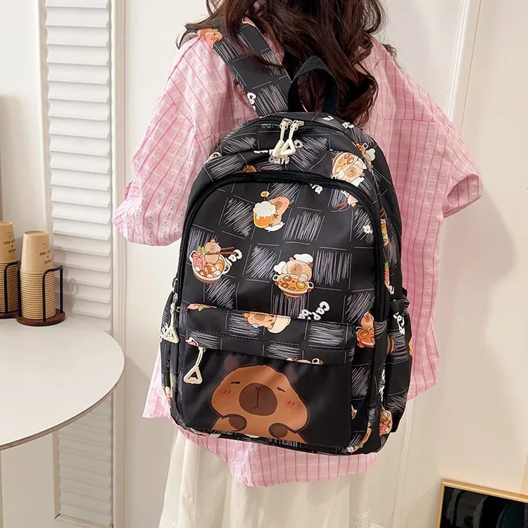 Cartoon Capybara Casual Holiday School Backpack Women's Backpack display picture 4
