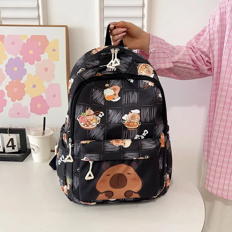 Cartoon Capybara Casual Holiday School Backpack Women's Backpack display picture 8