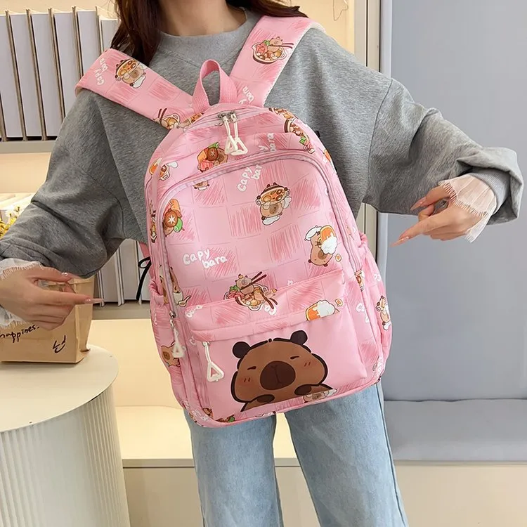 Cartoon Capybara Casual Holiday School Backpack Women's Backpack display picture 12