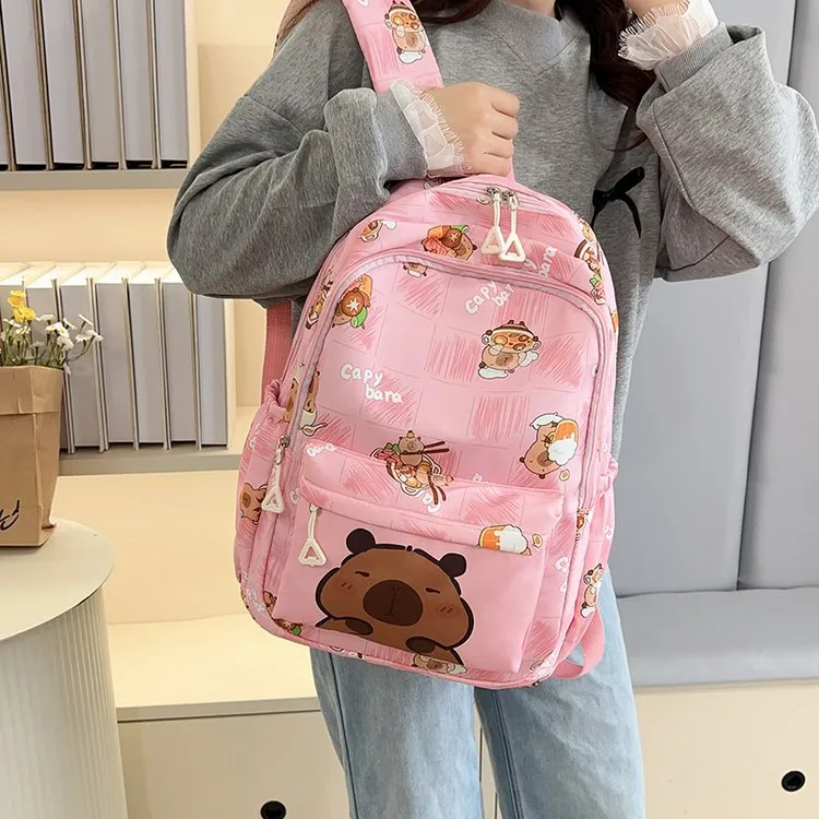 Cartoon Capybara Casual Holiday School Backpack Women's Backpack display picture 20