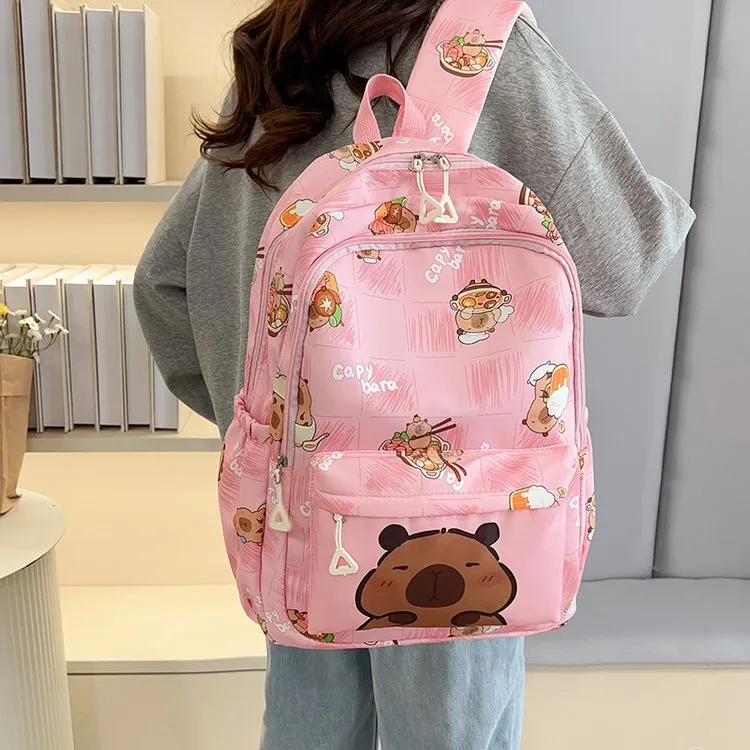 Cartoon Capybara Casual Holiday School Backpack Women's Backpack display picture 23