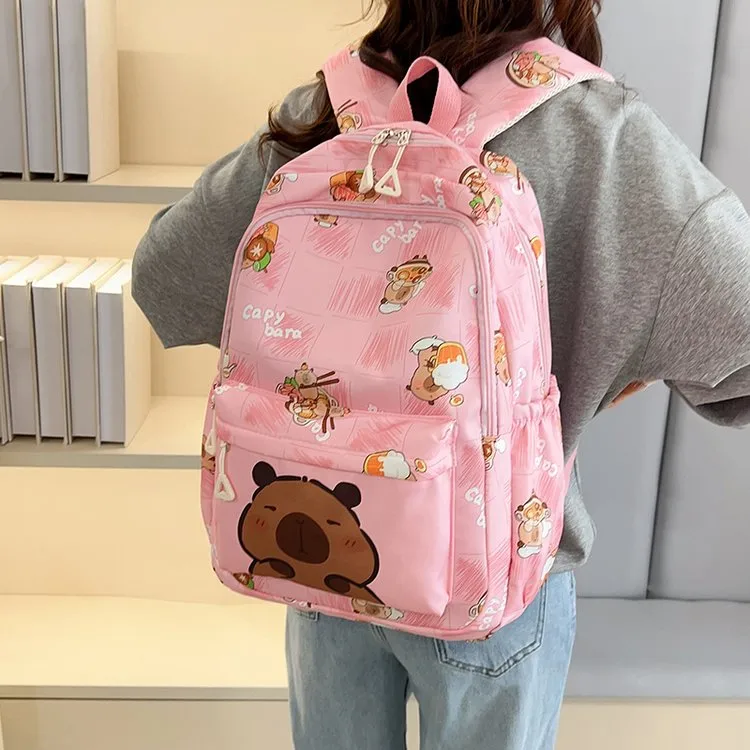Cartoon Capybara Casual Holiday School Backpack Women's Backpack display picture 11