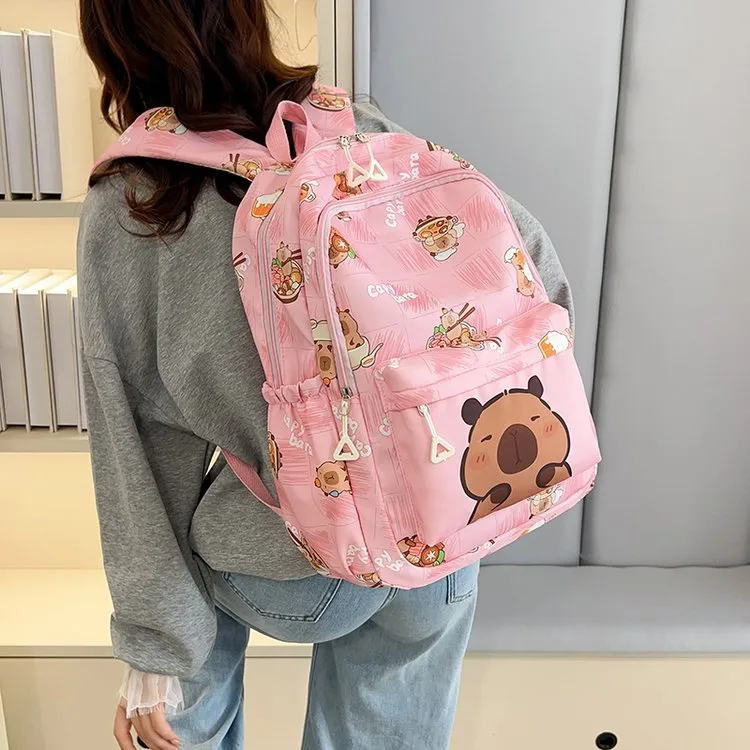 Cartoon Capybara Casual Holiday School Backpack Women's Backpack display picture 19