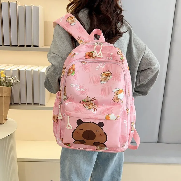 Cartoon Capybara Casual Holiday School Backpack Women's Backpack display picture 10