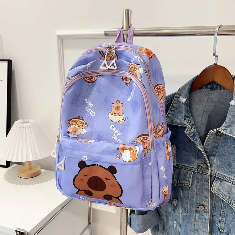 Cartoon Capybara Casual Holiday School Backpack Women's Backpack display picture 26