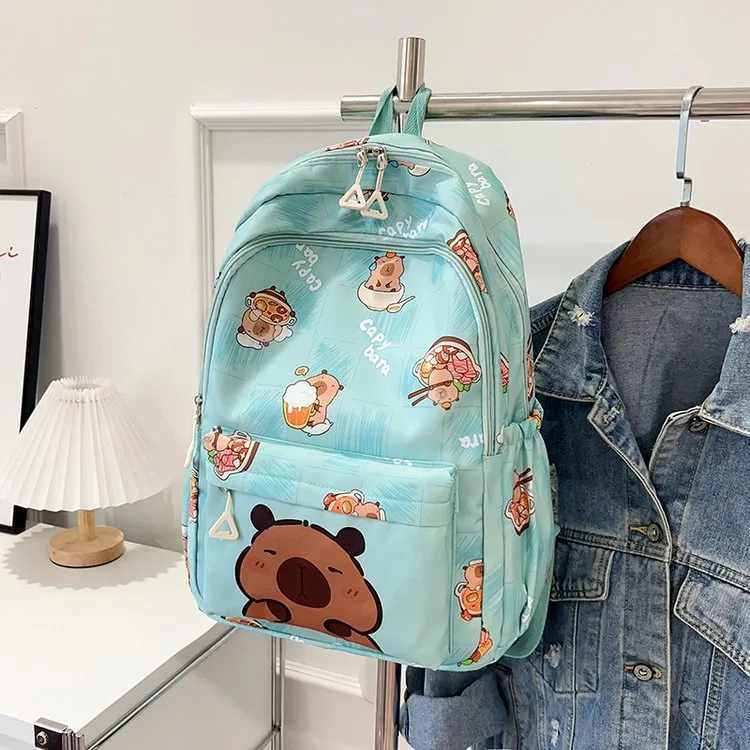 Cartoon Capybara Casual Holiday School Backpack Women's Backpack display picture 13