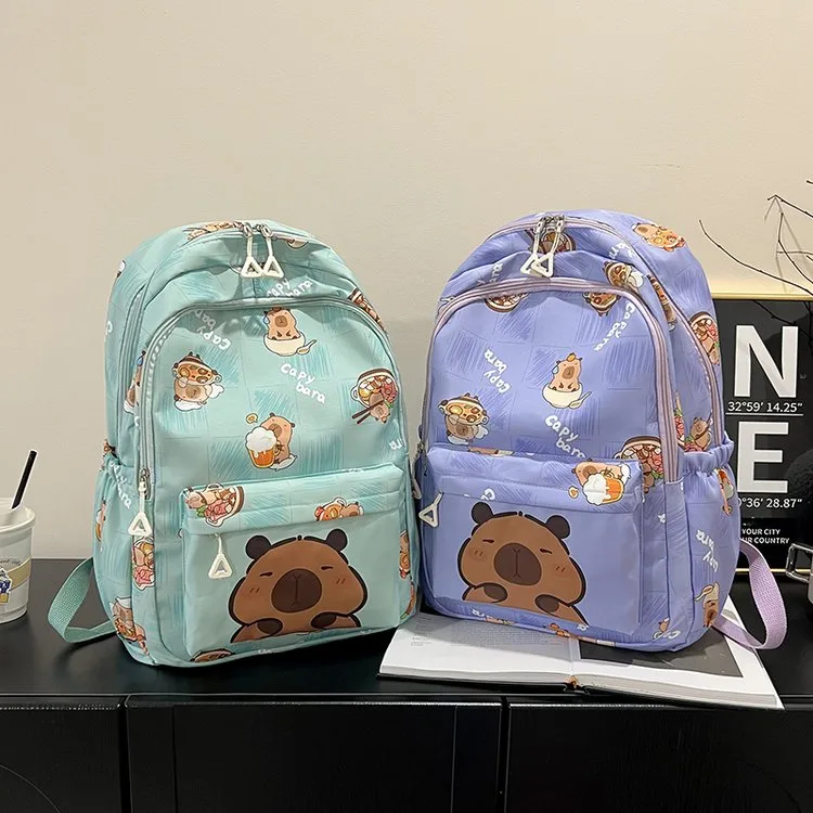 Cartoon Capybara Casual Holiday School Backpack Women's Backpack display picture 24