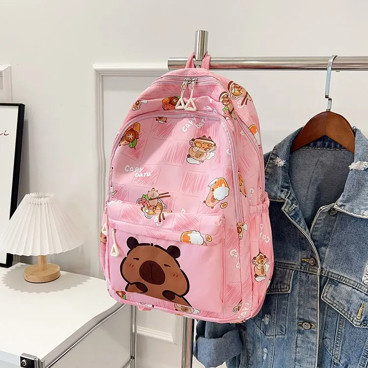 Cartoon Capybara Casual Holiday School Backpack Women's Backpack display picture 6
