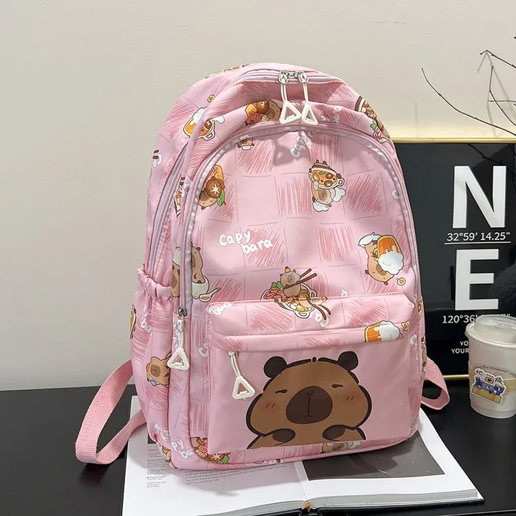 Cartoon Capybara Casual Holiday School Backpack Women's Backpack display picture 25