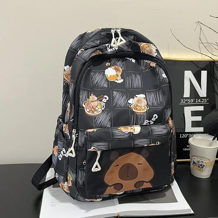 Cartoon Capybara Casual Holiday School Backpack Women's Backpack display picture 18