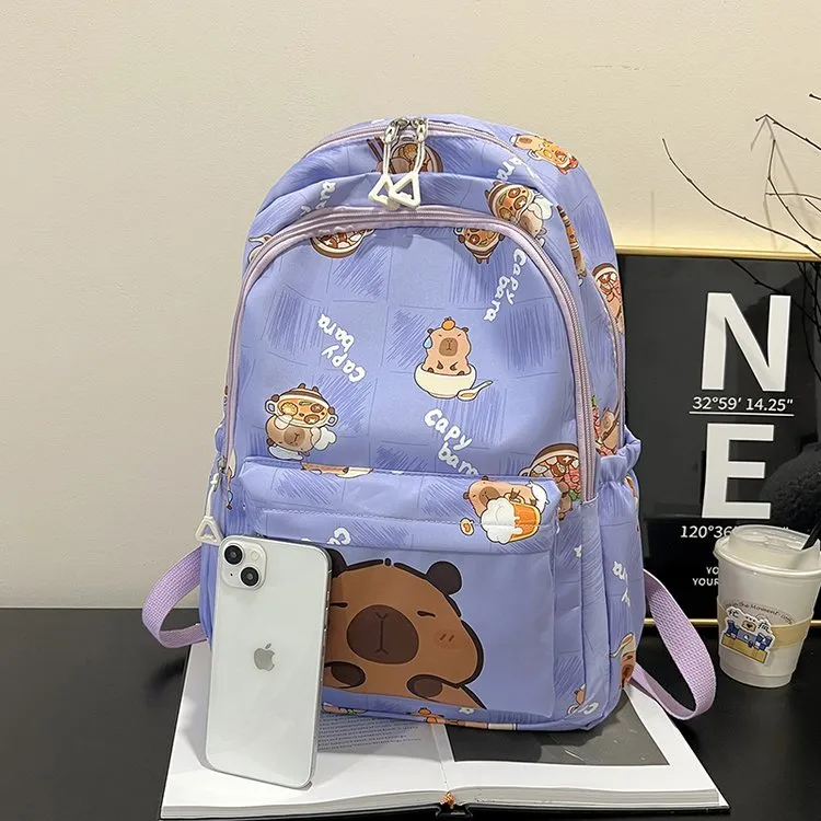 Cartoon Capybara Casual Holiday School Backpack Women's Backpack display picture 27