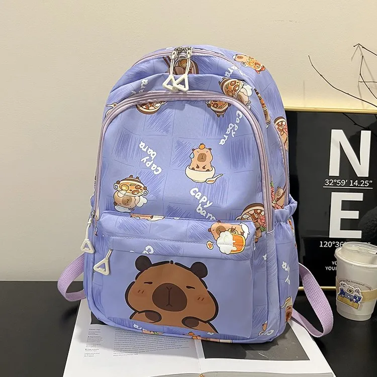 Cartoon Capybara Casual Holiday School Backpack Women's Backpack display picture 17