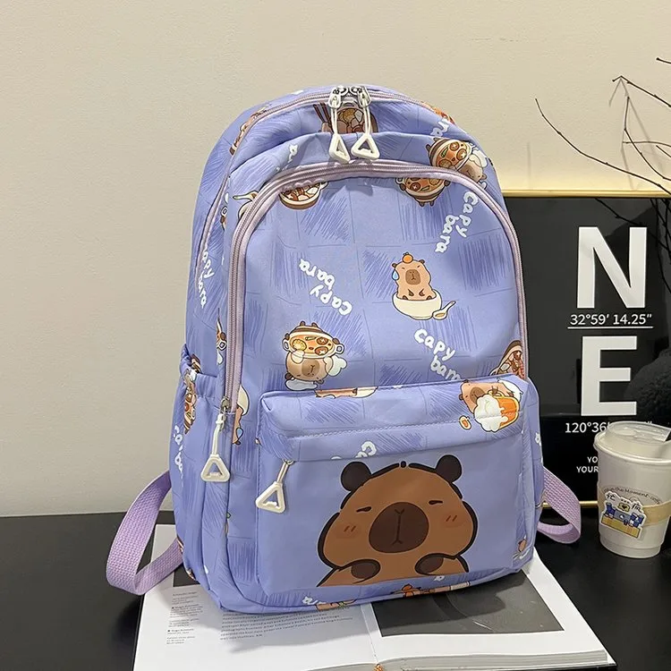 Cartoon Capybara Casual Holiday School Backpack Women's Backpack display picture 16