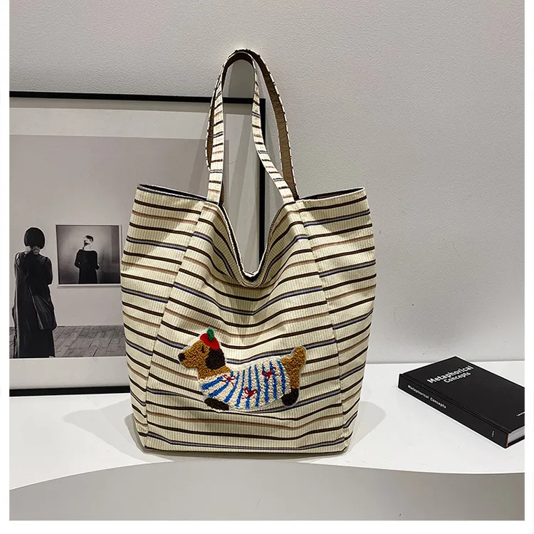 New Style Plaid Puppy Tote Bag 2024 New Large Capacity Underarm Shoulder Bag Casual All-Match Double-Sided Cloth Bag display picture 22
