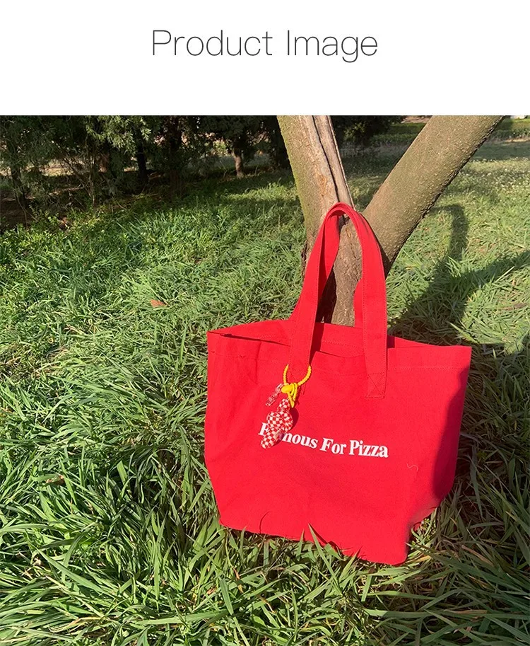 2024 New Ins Niche Red Canvas Bag Casual Letter Printed Canvas Shoulder Bag Large Capacity School Bag display picture 2