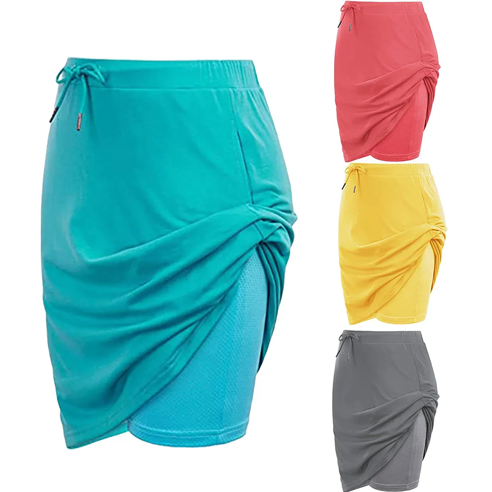 Supply Amazon  European And American Spring Summer Women's Wear Elegant Tied Solid Skirt Two-Layer Short Culottes display picture 2