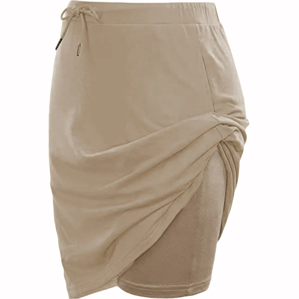 Supply Amazon  European And American Spring Summer Women's Wear Elegant Tied Solid Skirt Two-Layer Short Culottes display picture 4