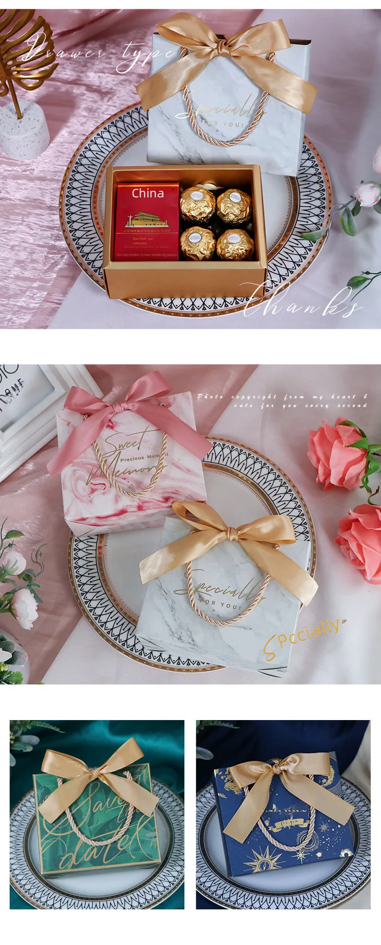 Wedding Candy Box High-end Portable Wedding Candy Box Ins Style Wedding Candy Box Empty Candy Bag display picture 4