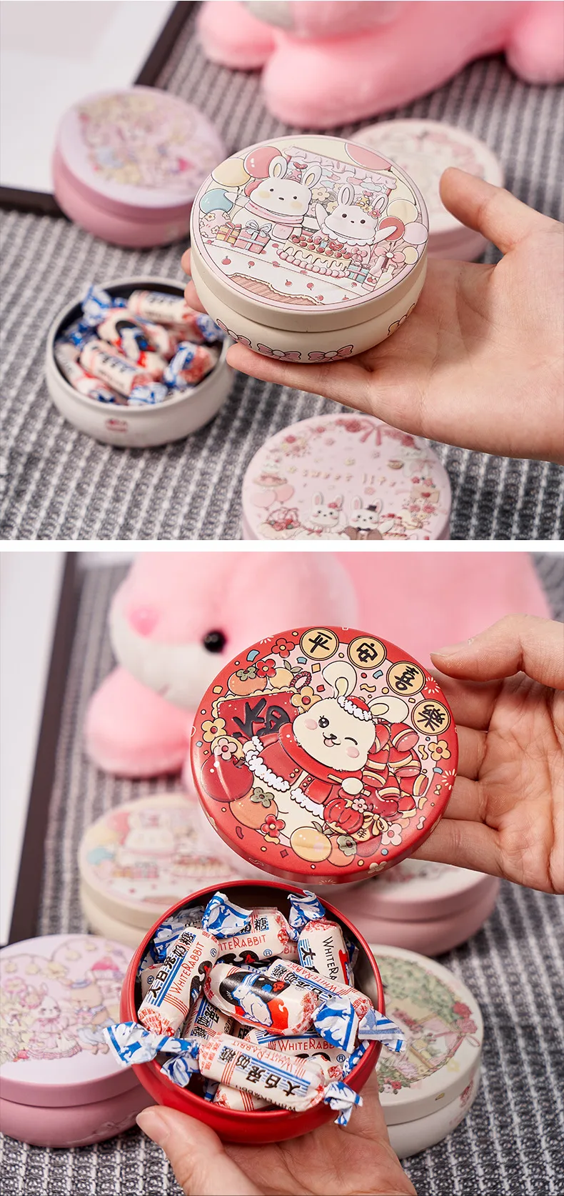 New Original Candy Box Three-dimensional Pattern Drum-shaped Jar Baby 100-day Candy Gift Box Fruit Tea Packaging Iron Box display picture 9