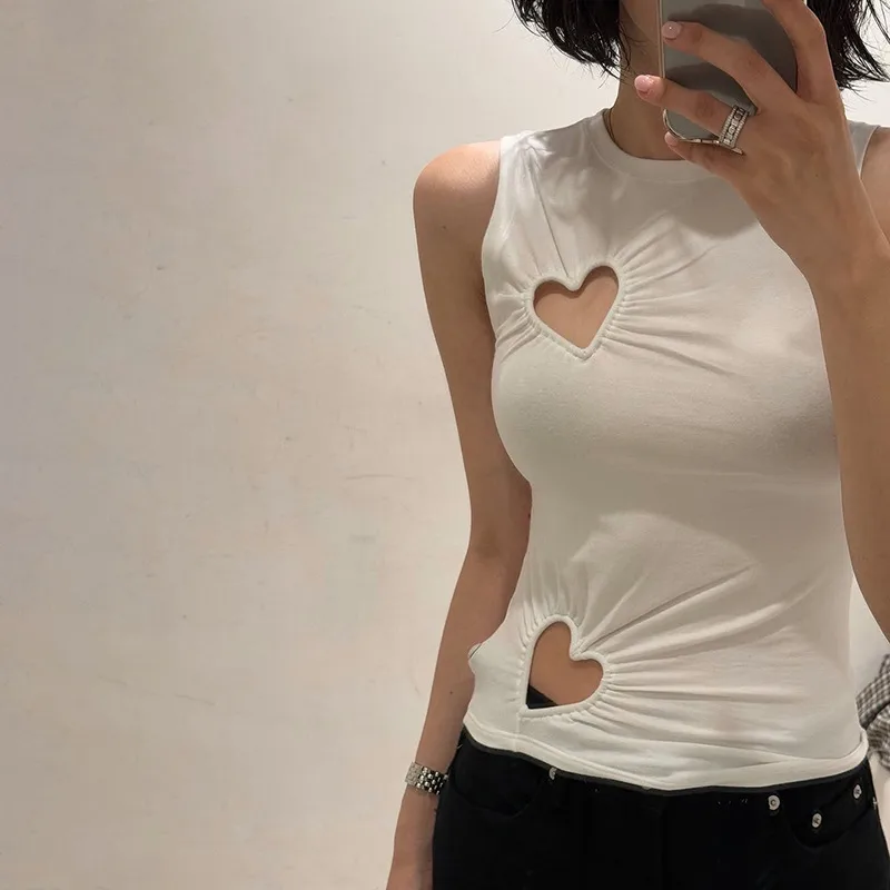 Women's T-shirt Sleeveless T-Shirts Fresh And Sweet Sweet Spicy Wind Solid Color display picture 3