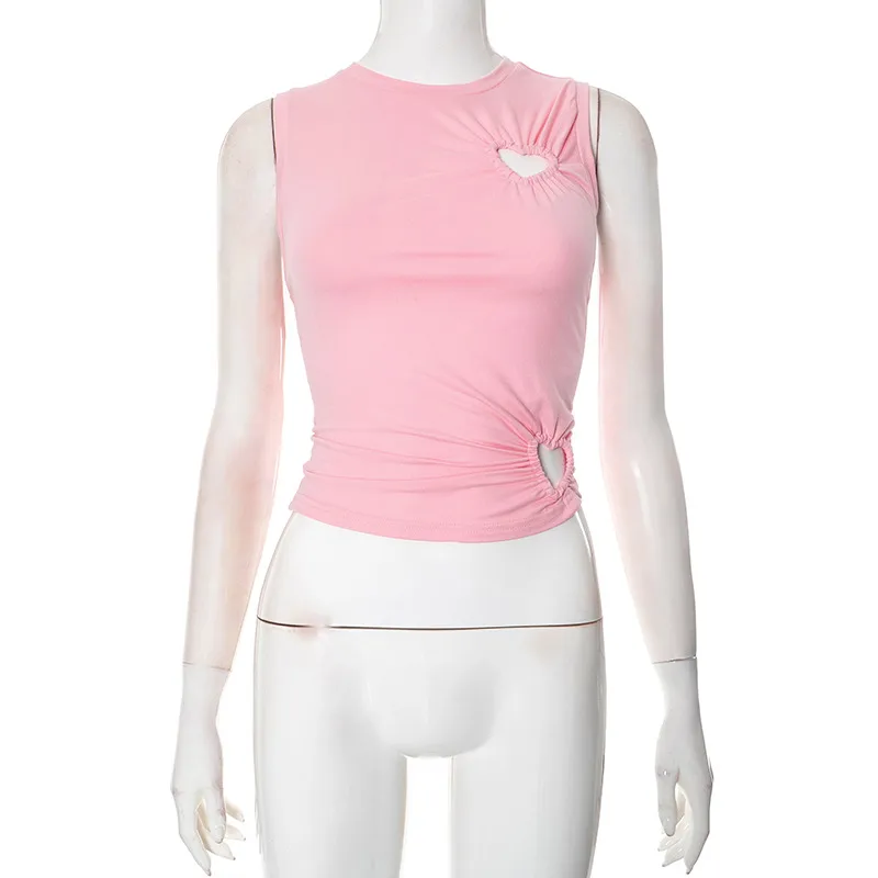 Women's T-shirt Sleeveless T-Shirts Fresh And Sweet Sweet Spicy Wind Solid Color display picture 33